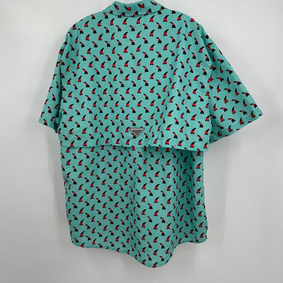 Mad Chuck Mens Button Up Shirt Size XXL Fishing Performance Outdoors Vented Teal - Picture 2 of 8